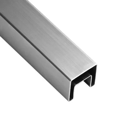 Glasleistenrohr, Nutrohr 40 x 40 x 1,5mm / Nut 24 x 24mm  / Länge 5000mm / Mat. V4A / geschliffen K320 